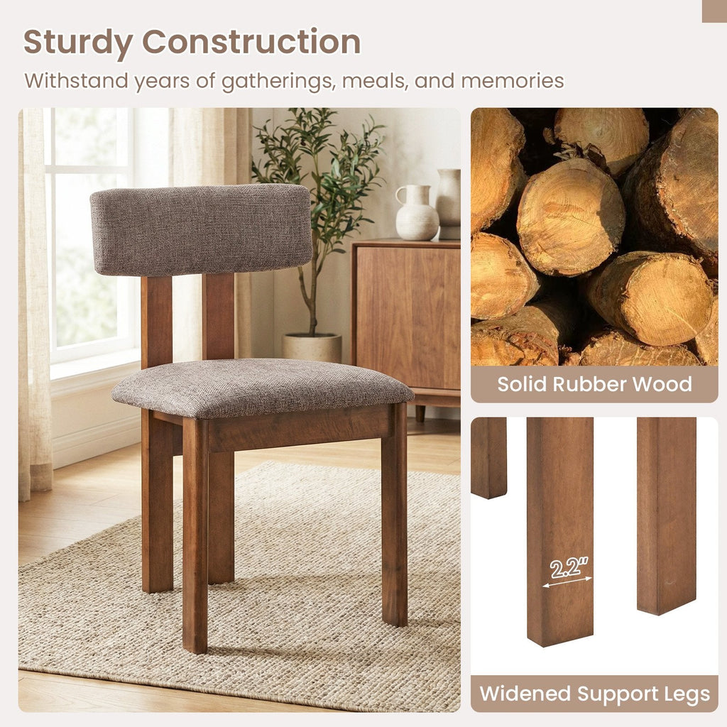 Set of 4 Walnut Dining Chairs with Floating Padded Backrest and Wide Seat