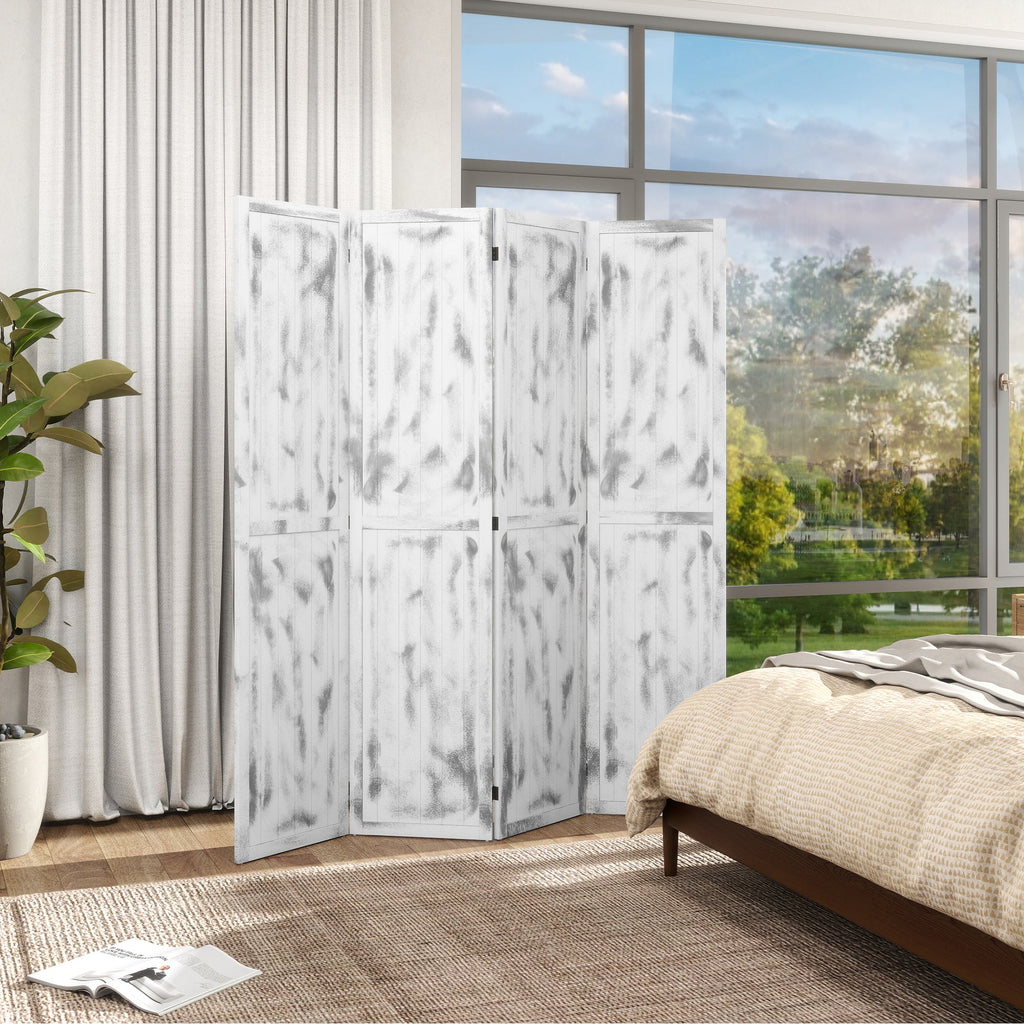 Screen Divider Room Divider Screen with Foldable Design for Indoor Bedroom Office 5.5' Rustic White