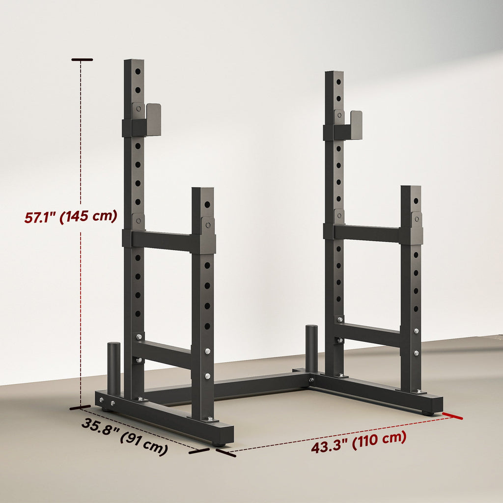 Adjustable Squat Rack, 660 lbs Multi-Function Barbell Rack for Weight Lifting and Home Gym Strength Training, Black