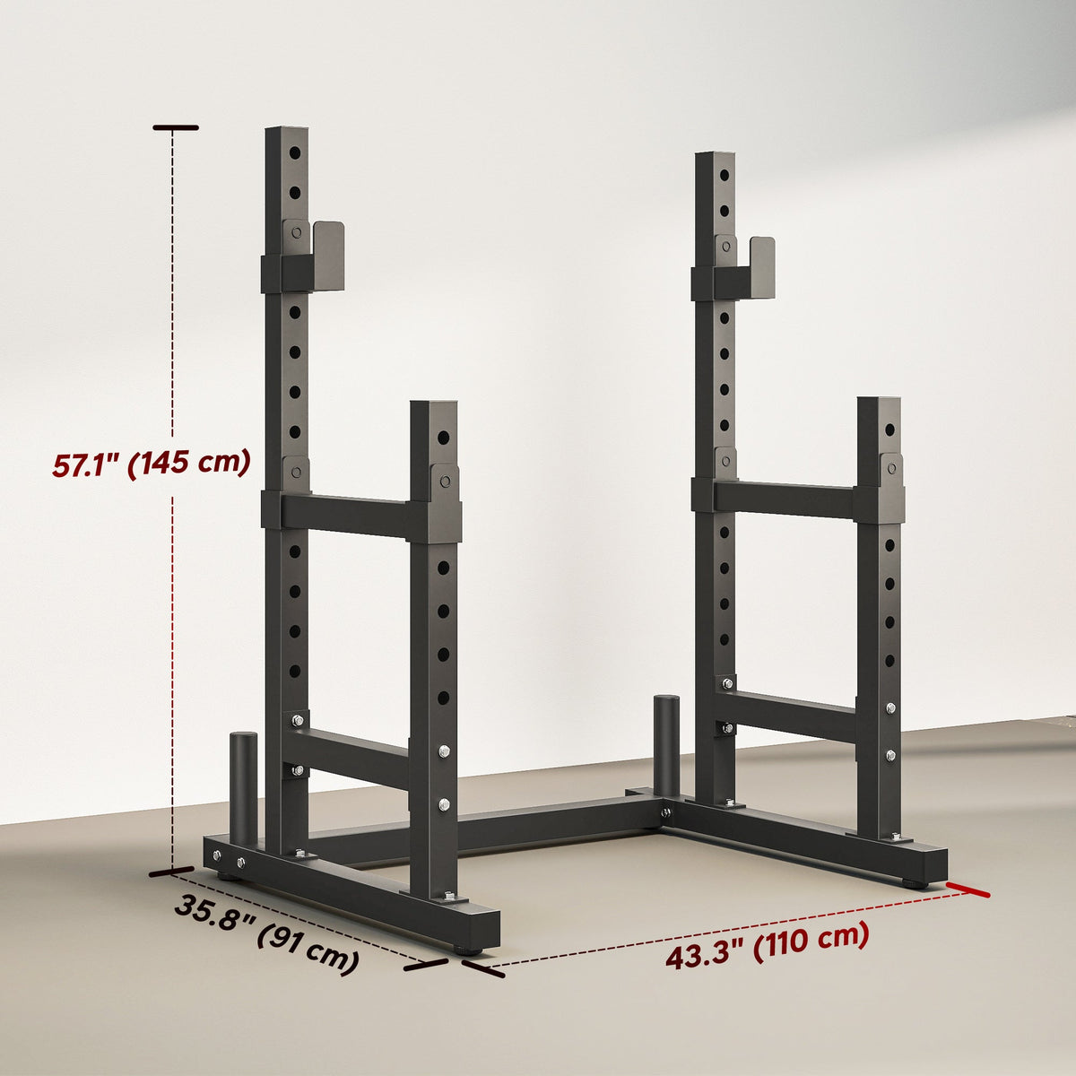 Adjustable Squat Rack, 660 lbs Multi-Function Barbell Rack for Weight Lifting and Home Gym Strength Training, Black