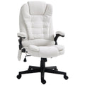 Reclining Massage Office Chair, Executive Office Chair with High Back, Swivel Wheels, White