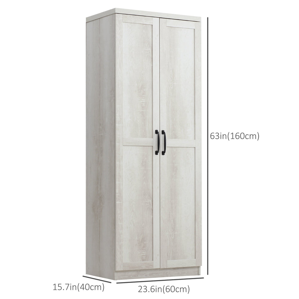 63" Kitchen Storage Cabinet, 5-tier Pantry Cabinet with Doors and Adjustable Shelves for Dining Room, Black