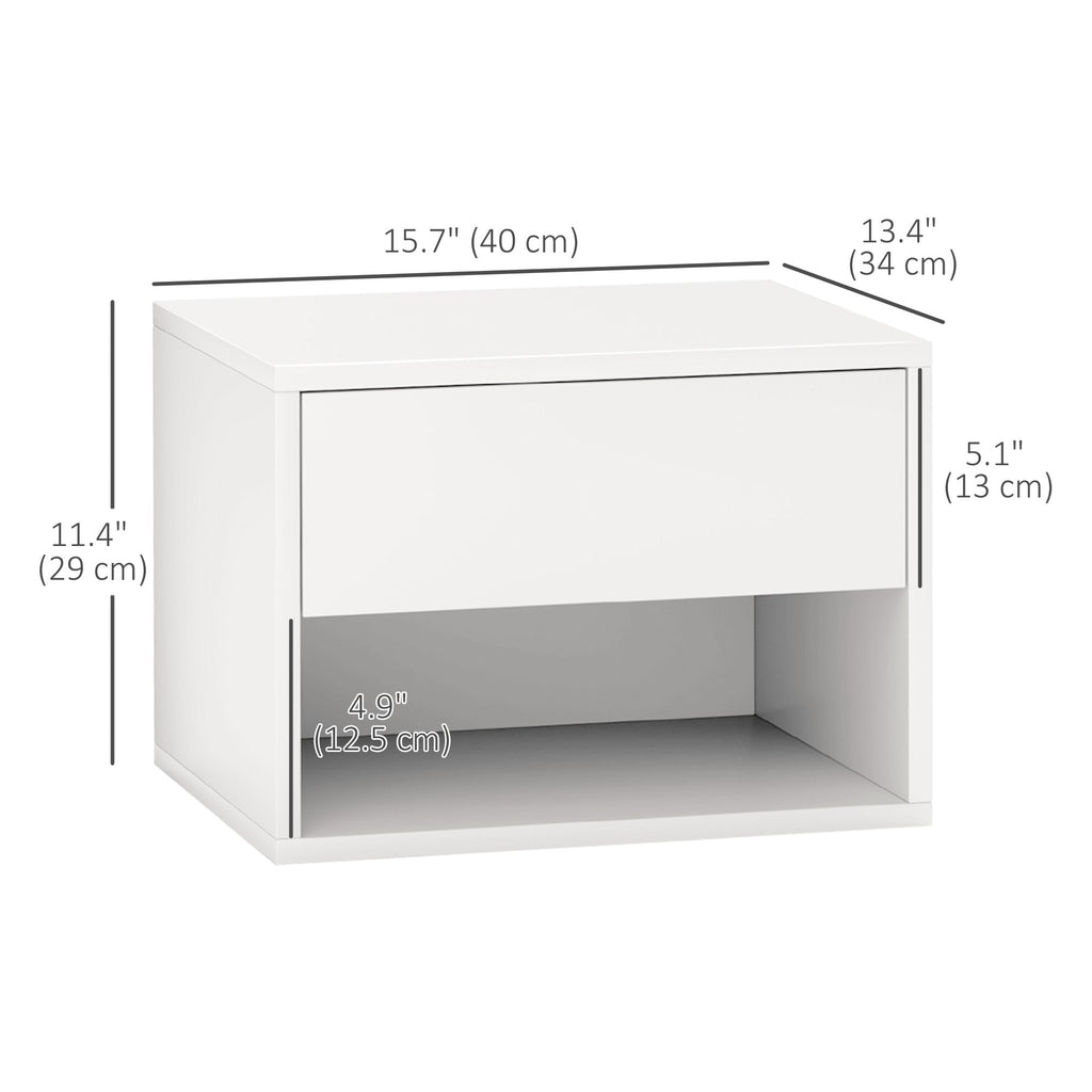 Floating Nightstand Set of 2, Wall Mounted Bedside Table with Drawer for Bedroom Black
