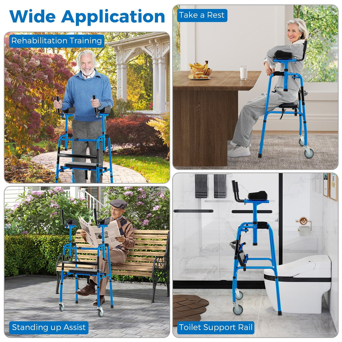 Versatile Rolling Walker for Rehabilitation Training-Navy