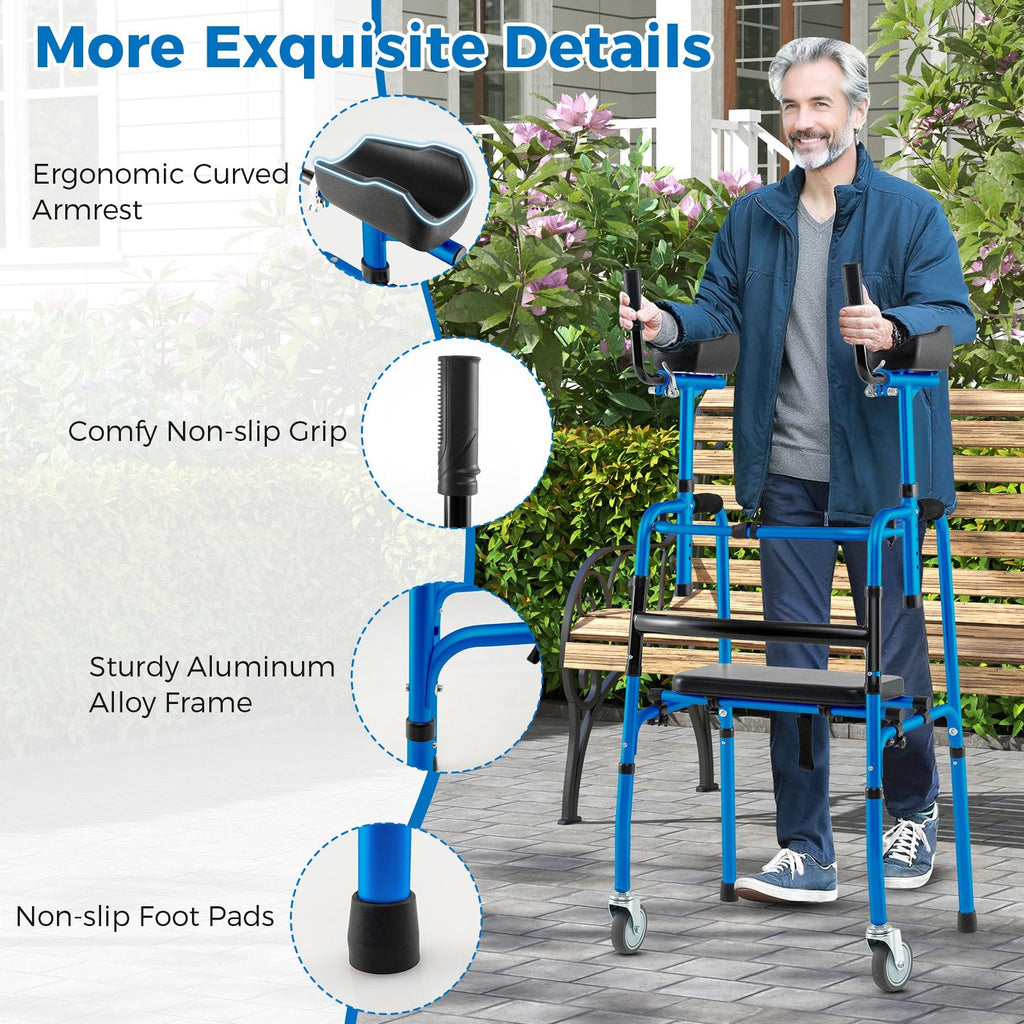 Versatile Rolling Walker for Rehabilitation Training-Navy