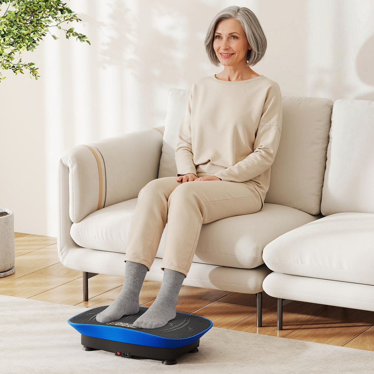 Vibration Plate Exercise Machine for Lymphatic Drainage and Weight Loss with 10 Speed Intensities-Navy
