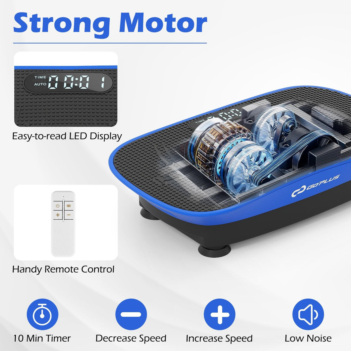 Vibration Plate Exercise Machine for Lymphatic Drainage and Weight Loss with 10 Speed Intensities-Navy