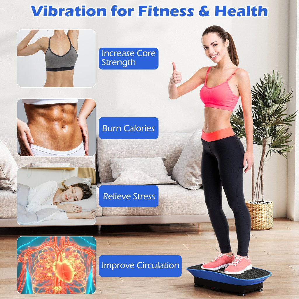 Vibration Plate Exercise Machine for Lymphatic Drainage and Weight Loss with 10 Speed Intensities-Navy