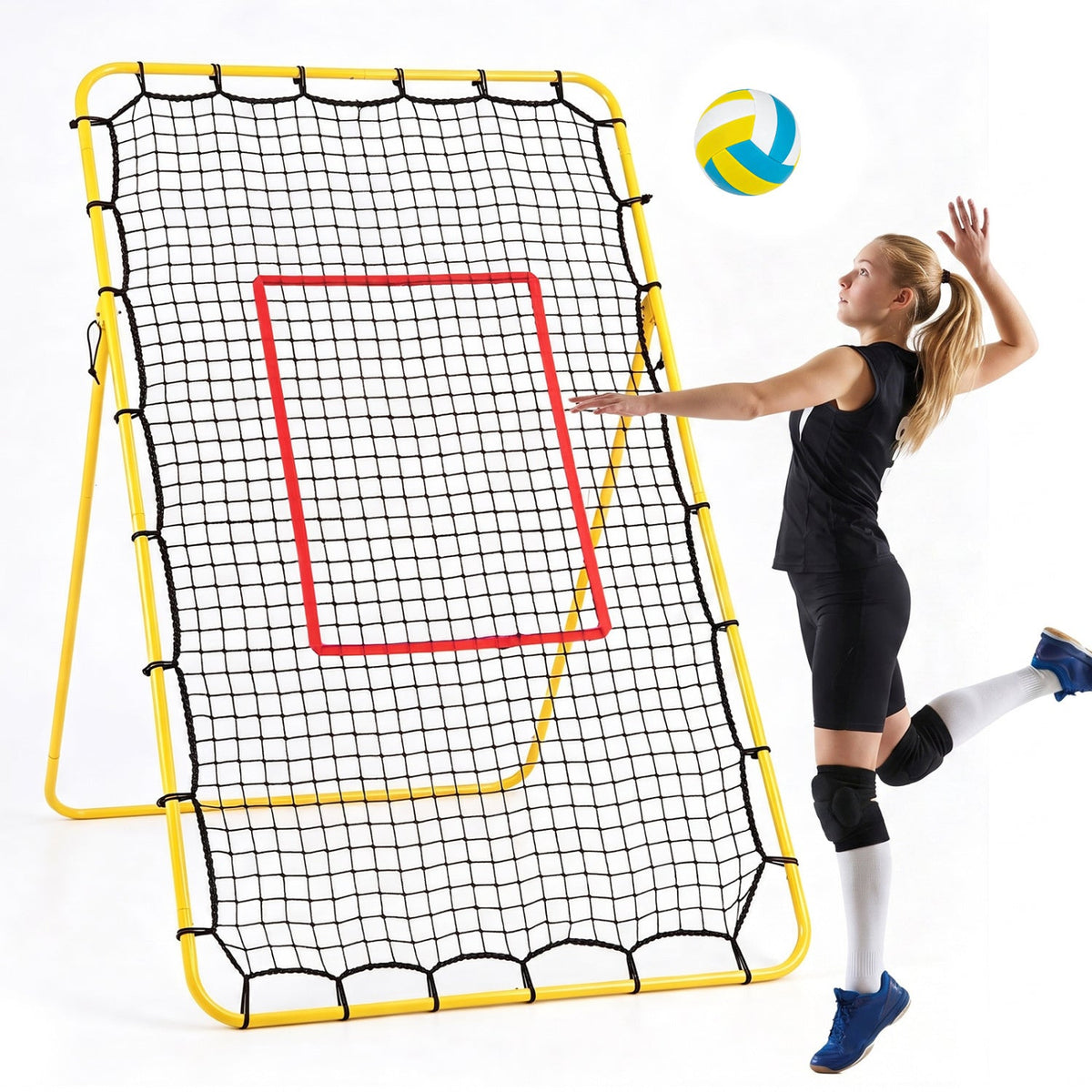 Volleyball Rebounder Net with 4 Adjustable Angles for Bumping and Spiking