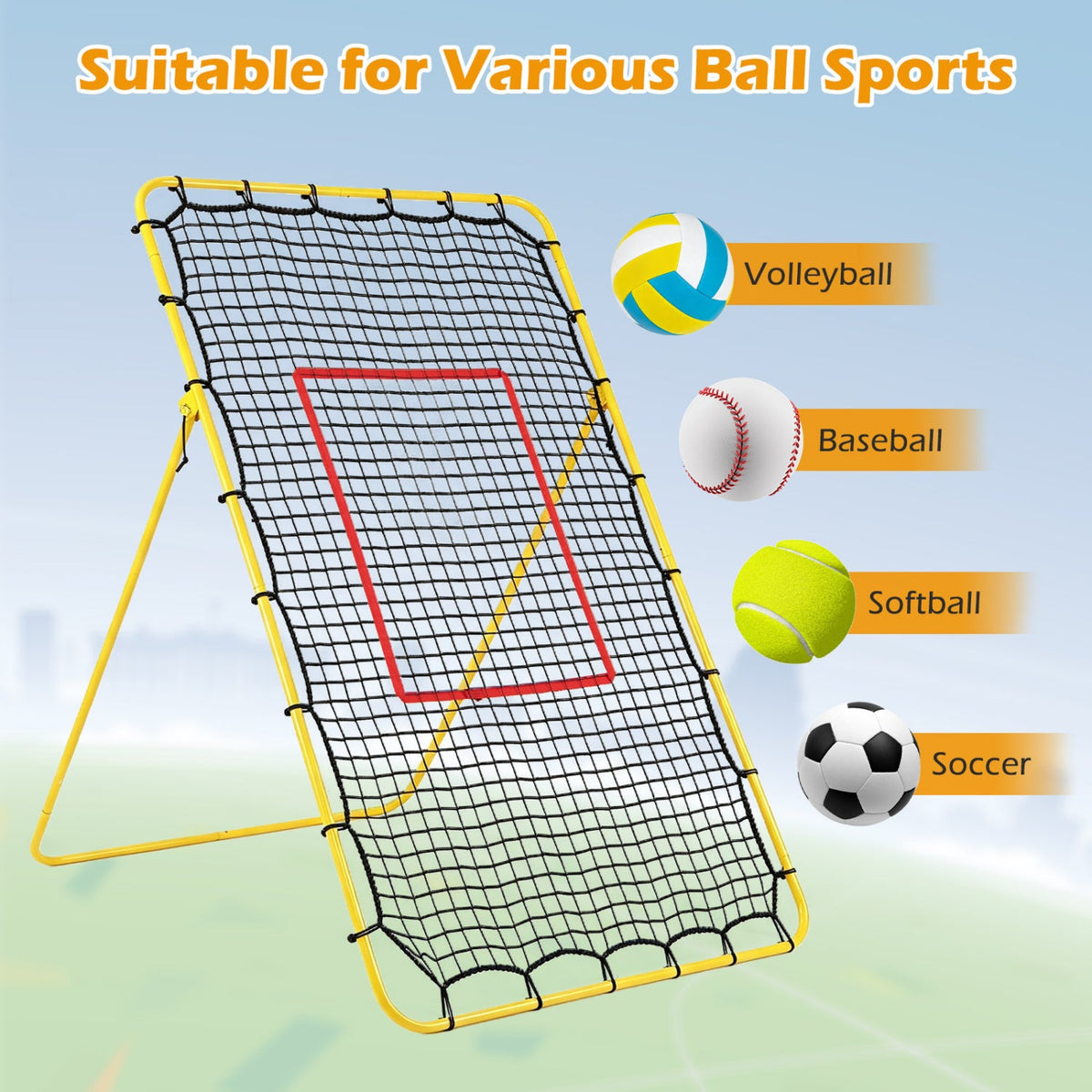 Volleyball Rebounder Net with 4 Adjustable Angles for Bumping and Spiking