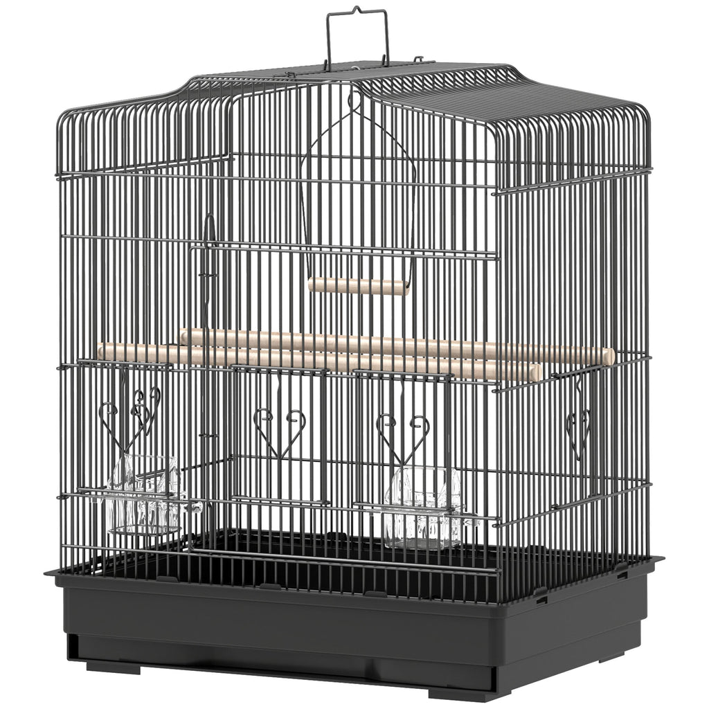 23" Bird Cage, Finches Canaries, Parrot Cage with Doors Perches, 2 Feeder Pet Supplies, Black