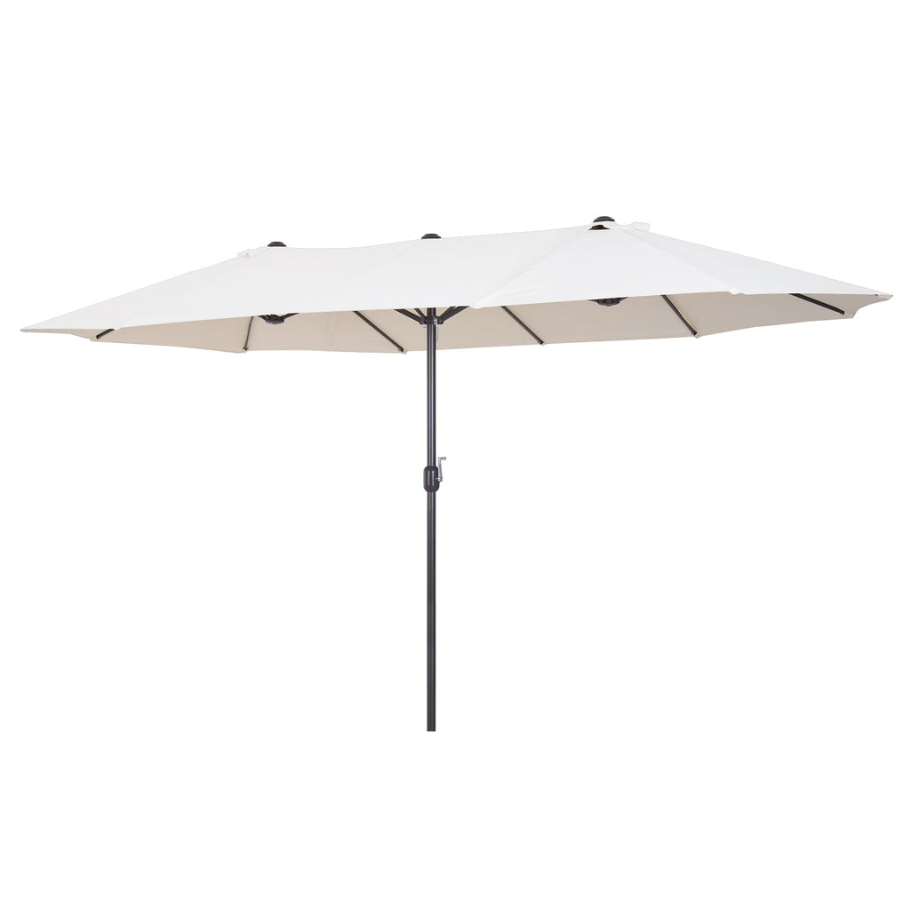 15ft Double-Sided Patio Umbrella Rectangular Parasol Sun Shelter Canopy Shade UV Protection w/ Hand Crank