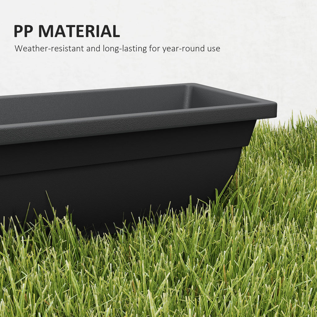 Black Rectangular Window Box Planters — 7-Pack, 23.2 Inch