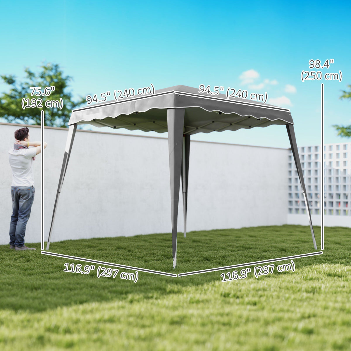 8' x 8' Pop Up Canopy, Outdoor Foldable Tent, Portable Canopy Tent with Carrying Bag for Camping, Party, Picnic, Blue