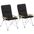Camping Chairs 2 Pack, Portable Folding Camp Chair with Padded Seat and Bag, Outdoor High Back Recliner, Black