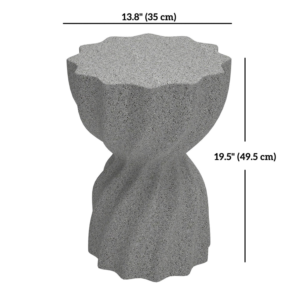 Spiral Decorative Garden Stool, Flower Top Outdoor Stool Side Table Plant Stand Footstool for Indoor Outdoor, Grey