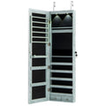 Wall and Door Mounted Mirrored Jewelry Cabinet with Lights-Navy