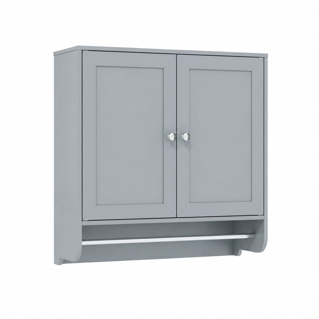 Wall Mounted Bathroom Storage Medicine Cabinet with Towel Bar-Gray