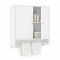 Wall Mounted Bathroom Storage Medicine Cabinet with Towel Bar-White