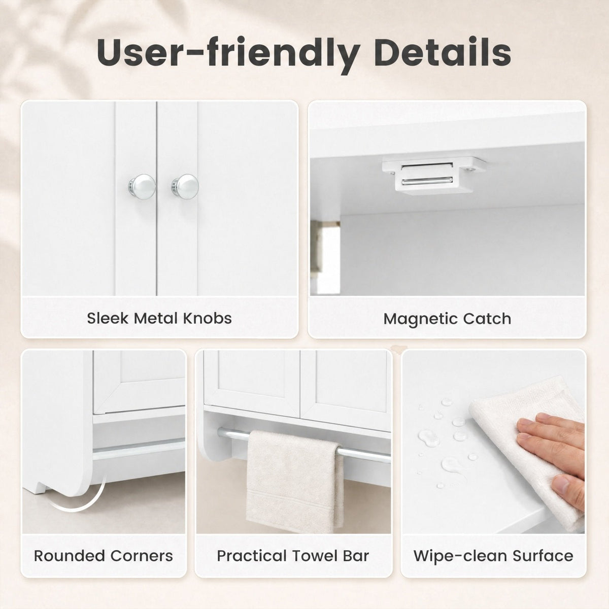 Wall Mounted Bathroom Storage Medicine Cabinet with Towel Bar-White