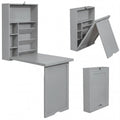 Wall-Mounted Fold-Out Convertible Floating Desk Space Saver-Gray