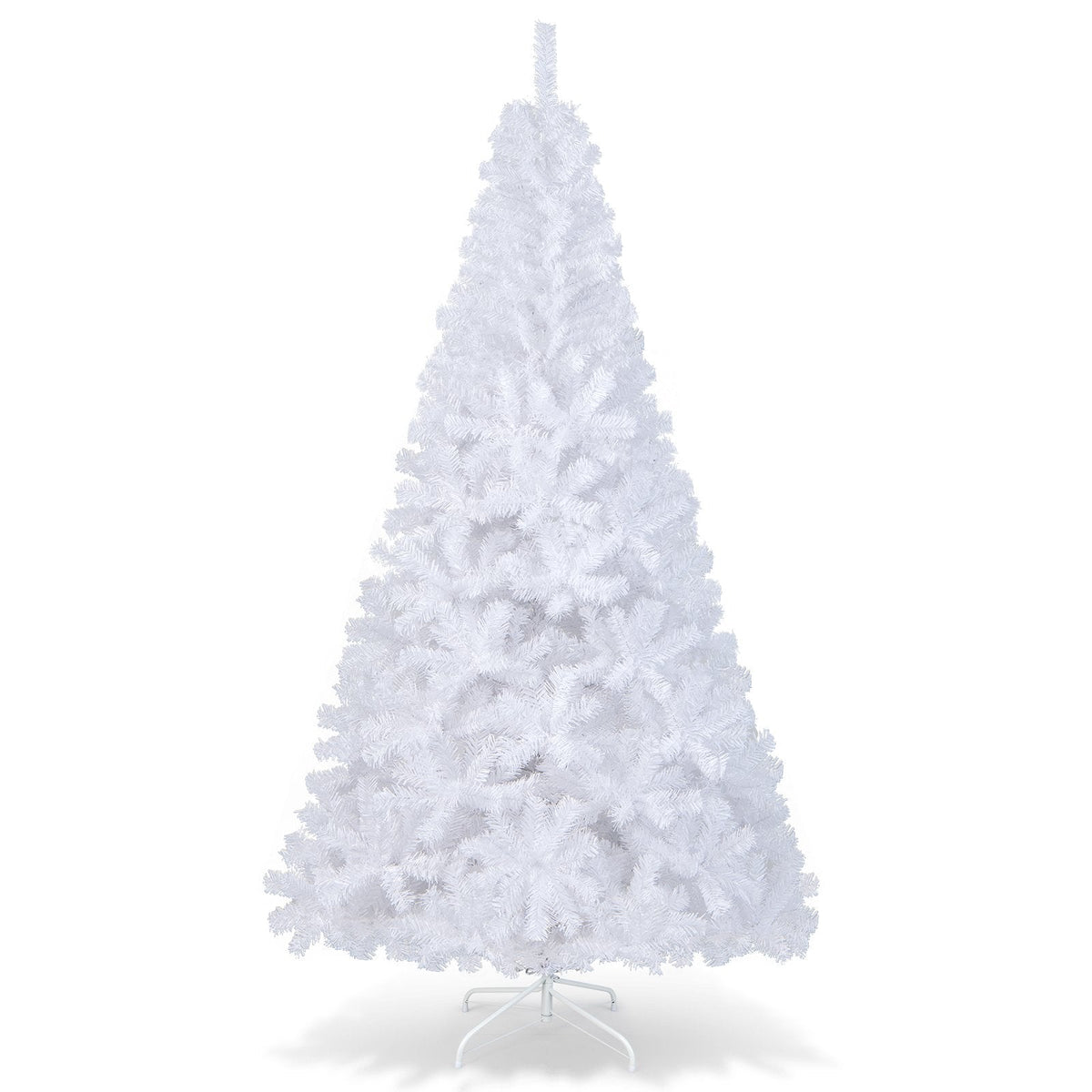 7 FT White Artificial Christmas Tree with 950 PVC Tips and Solid Metal Stand, Unlit