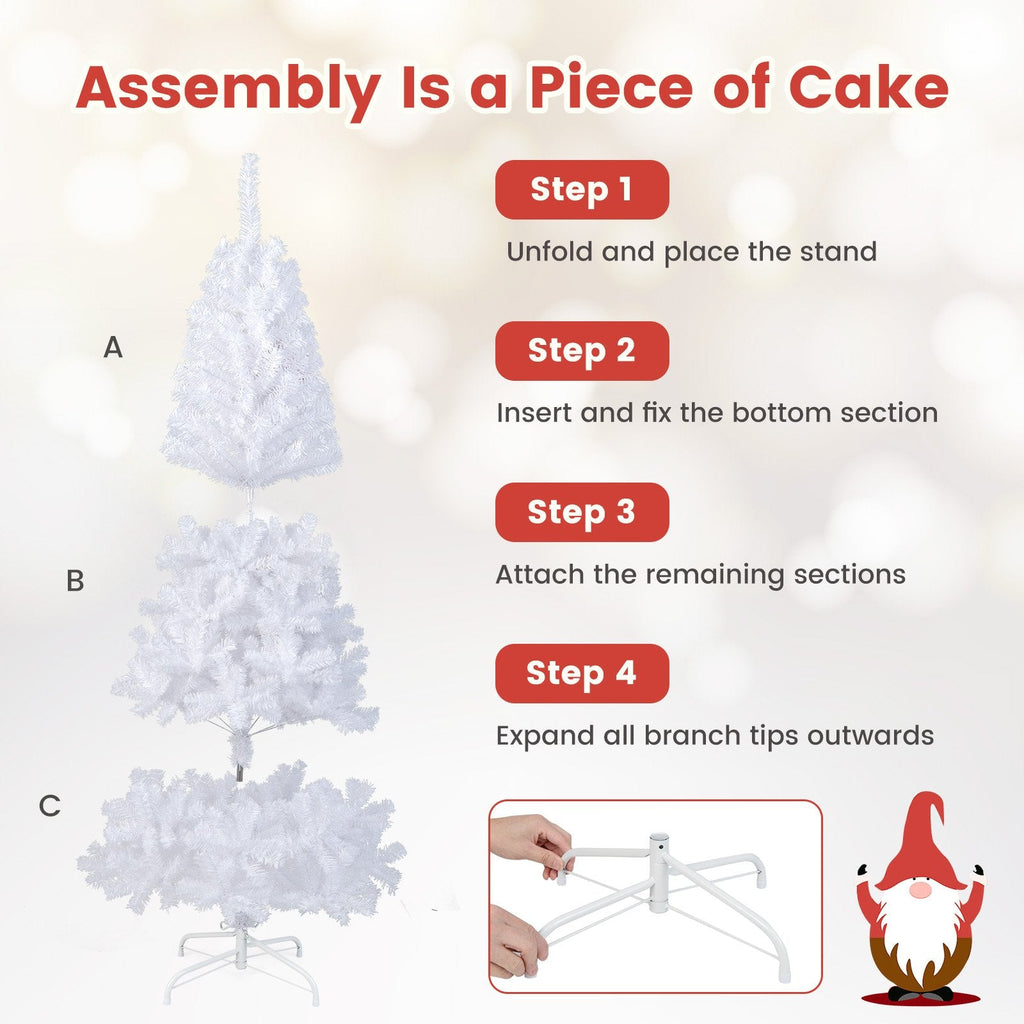 7 FT White Artificial Christmas Tree with 950 PVC Tips and Solid Metal Stand, Unlit