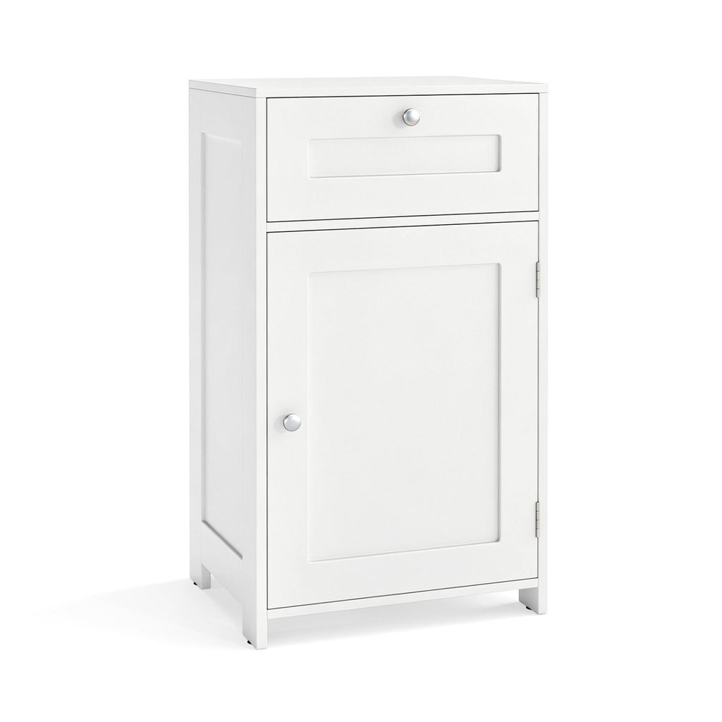 Single Door Bathroom Cabinet with Adjustable Shelf and Drawer-White