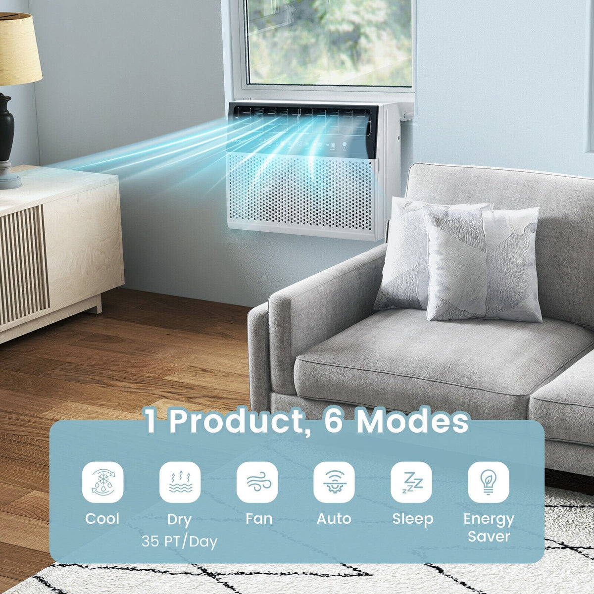 10000 BTU Window Air Conditioner with Remote and LED Control Panel, 250 sq ft, 42 dB