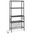 Wine Organizer with Power Outlet and Bottle Holders-Gray