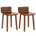 Set of 2 Low Back Dining Chairs with Curved Seat, Brown Acacia Wood