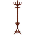 Wood Standing Hat Coat Rack with Umbrella Stand-Brown