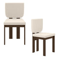 Set of 2 Sherpa Dining Chairs with Wide Seat and Square Walnut Frame