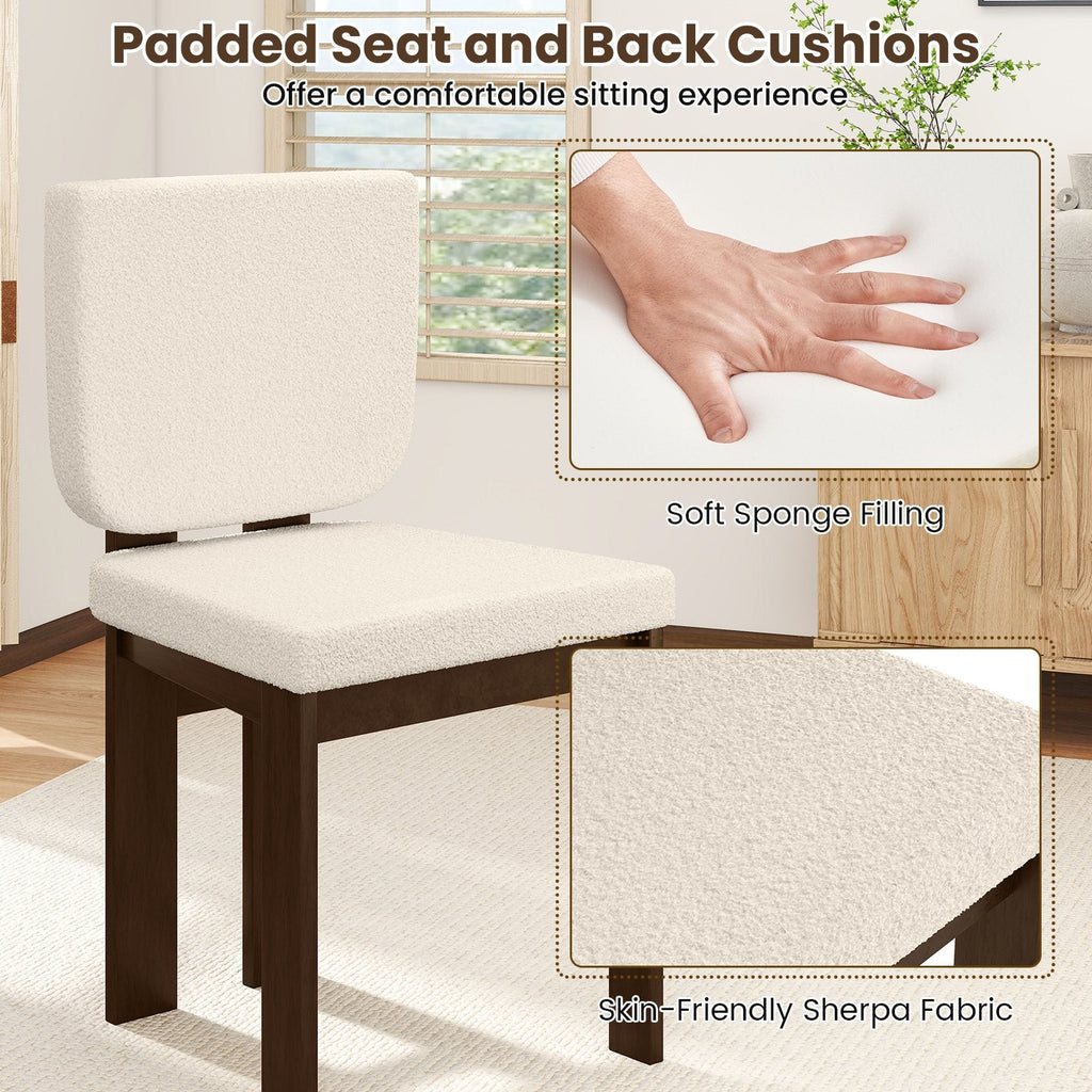 Set of 2 Sherpa Dining Chairs with Wide Seat and Square Walnut Frame