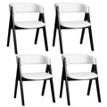 Set of 4 Sherpa Dining Armchairs with Open Curved Back, Black A Shaped Frame