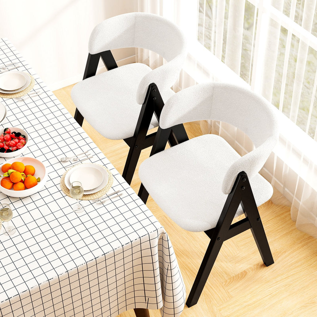 Set of 4 Sherpa Dining Armchairs with Open Curved Back, Black A Shaped Frame