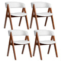 Set of 4 Sherpa Dining Armchairs with Open Curved Back, Walnut A Shaped Frame