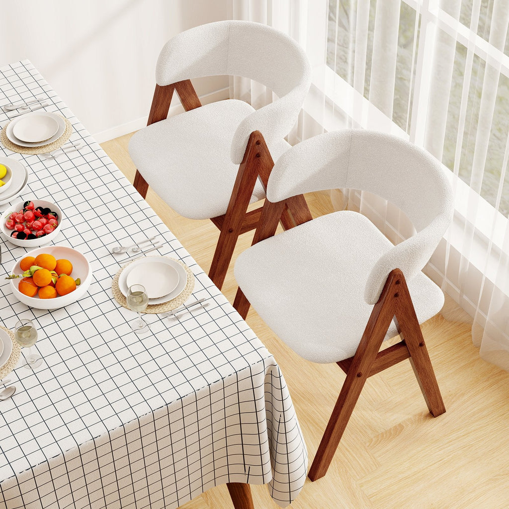 Set of 4 Sherpa Dining Armchairs with Open Curved Back, Walnut A Shaped Frame
