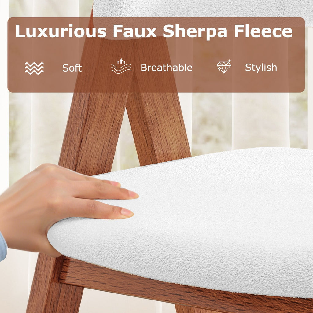 Set of 4 Sherpa Dining Armchairs with Open Curved Back, Walnut A Shaped Frame