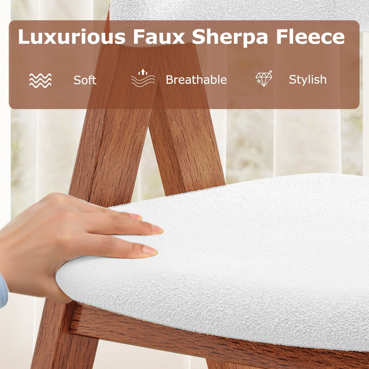 Set of 4 Sherpa Dining Armchairs with Open Curved Back, Walnut A Shaped Frame