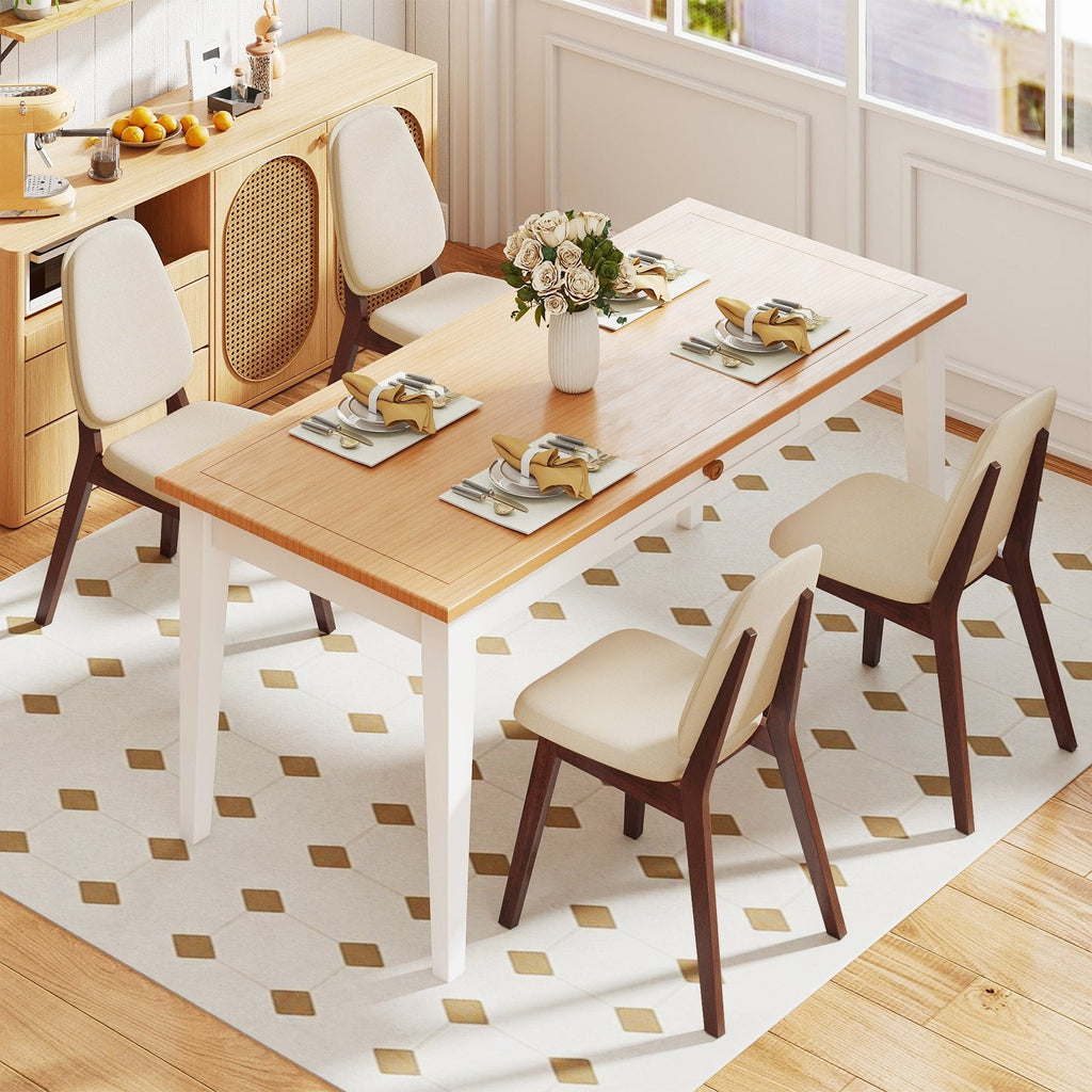 Set of 4 Dining Chairs with Padded Oval Back and Seat, Walnut Rubber Wood