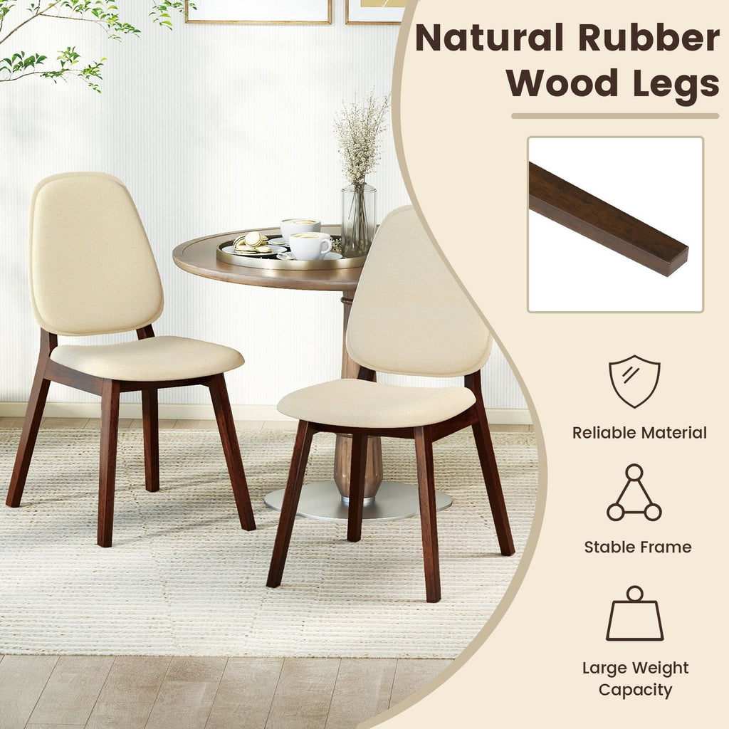 Set of 4 Dining Chairs with Padded Oval Back and Seat, Walnut Rubber Wood