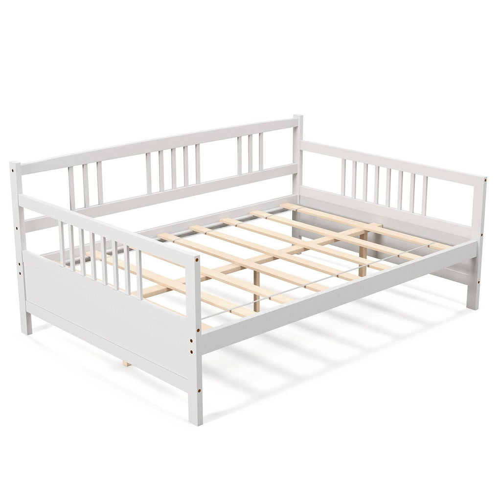 Full Size Daybed Frame with Guardrails-White