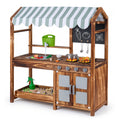 Wooden Kids Mud Kitchen with 8 Accessories and 2-Sided Chalkboard for Boys Girls Ages 3+-Brown