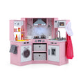 Wooden Kids Play Kitchen Playset with Realistic Lights and Sounds-Pink