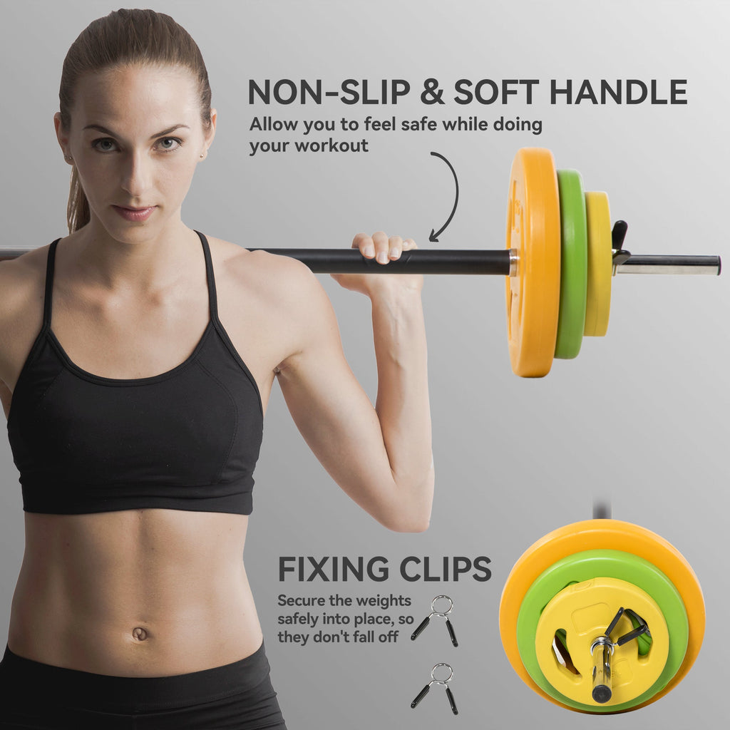 44lbs Adjustable Barbell Weight Set with Non-slip Handle for Home Gym