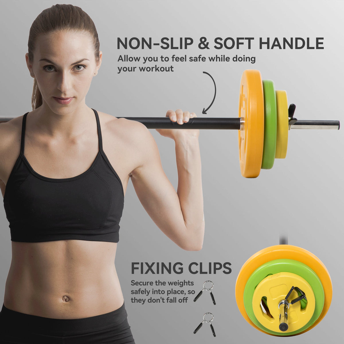 44lbs Adjustable Barbell Weight Set with Non-slip Handle for Home Gym
