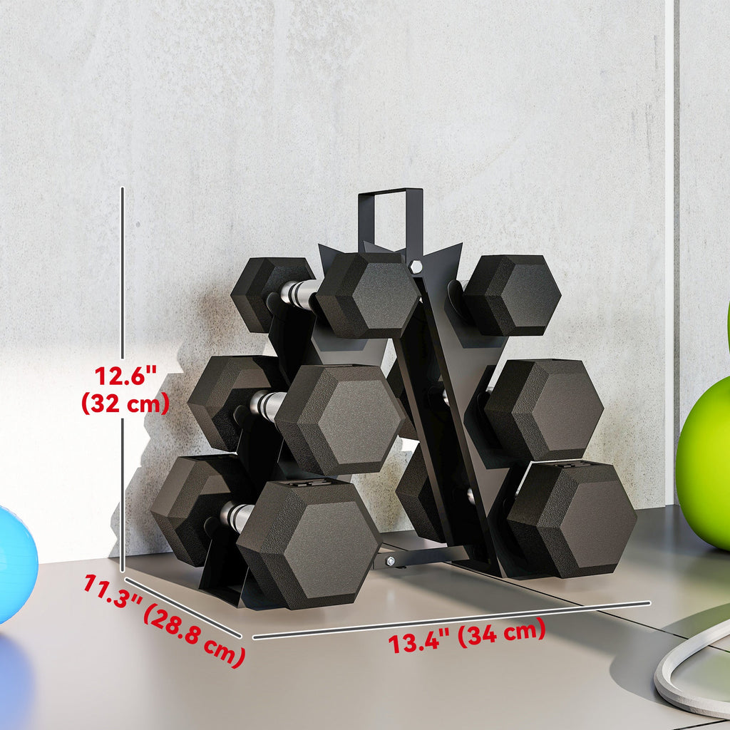 60 LBS Hex Dumbbell Set with Rack, Rubber Coated Weights with Non-Slip Handles for Home Gym Strength Training