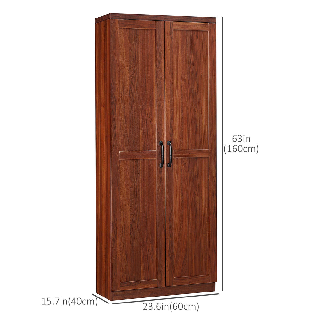 63" Kitchen Storage Cabinet, 5-tier Pantry Cabinet with Doors and Adjustable Shelves for Dining Room, Black