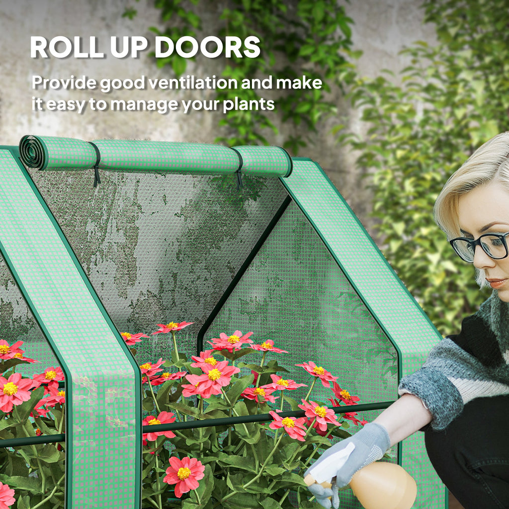 Portable Mini Greenhouse Tunnel Growing Tent Plants Flower Warm House w/ Zippered Roll-up Doors, Clear